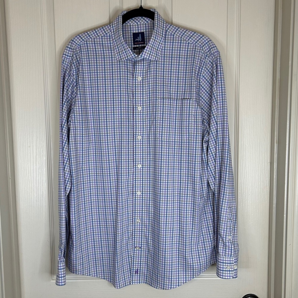 Johnnie-O Prep-Formance Gingham Checkered‎ LS Button Up Shirt Men's Large